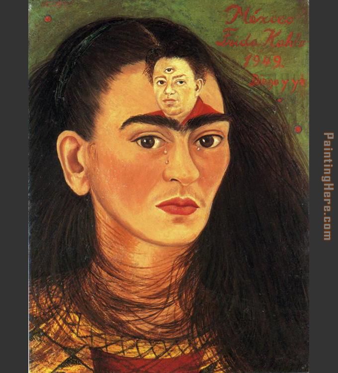 Diego and I painting - Frida Kahlo Diego and I art painting